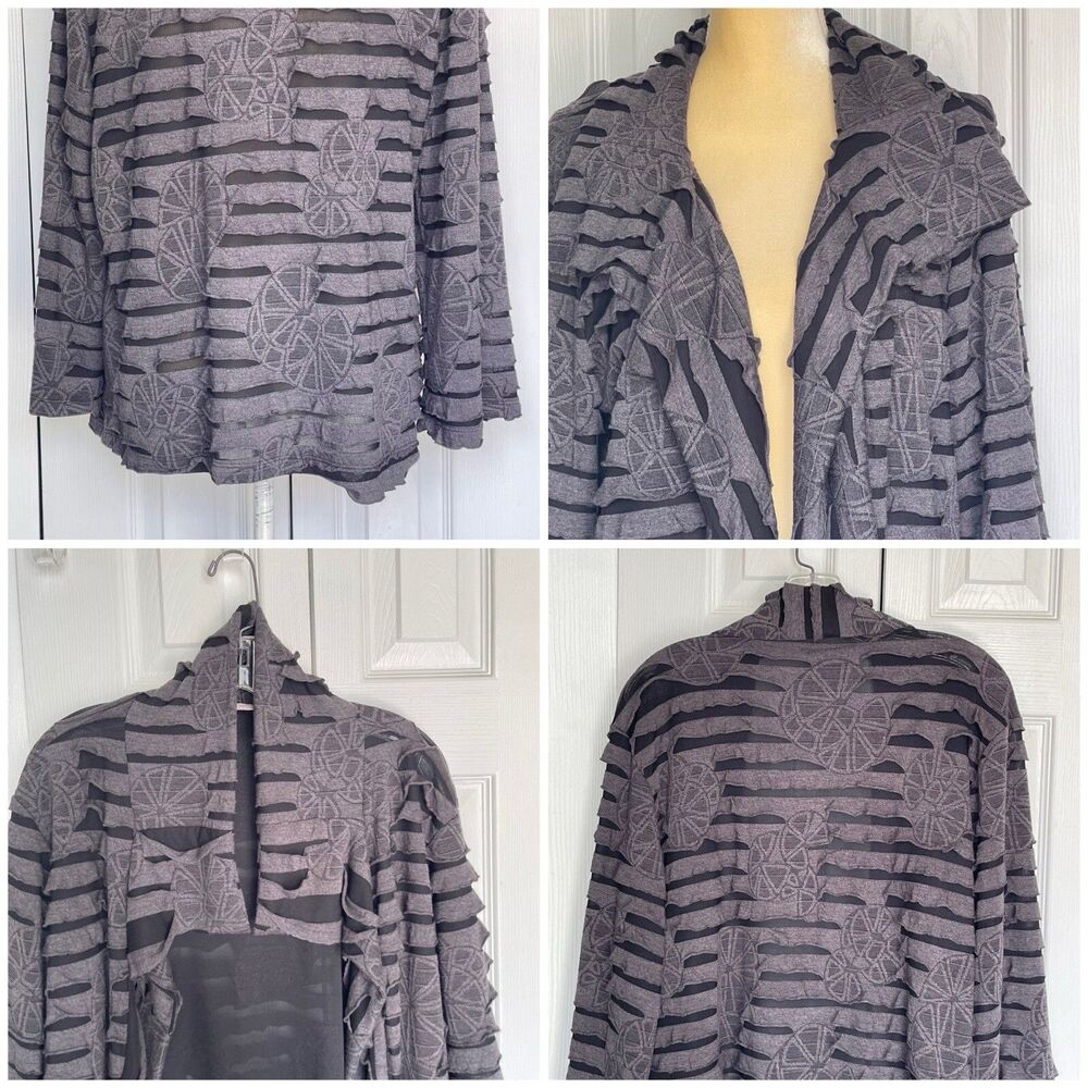 Women’s Sweater Draped Cardigan Size Large Gray Long Sleeve - Picture 11 of 16